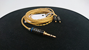 MMCX 3.5mm Gold Edge+Black Color Square woven Headphone Cable